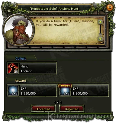 [Repeatable Solo] Ancient Hunt görev penceresi: istenenler ve ödüller