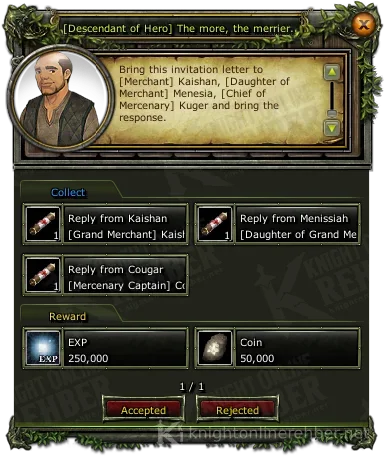 [Descendant of Hero] The more, the merrier. görev penceresi: istenenler ve ödüller