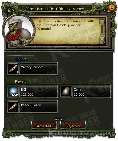 [Great Battle] The Fifth Day: Victory görev penceresi: istenenler ve ödüller
