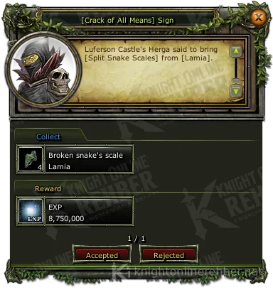[Crack of All Means] Sign quest window: needs and rewards