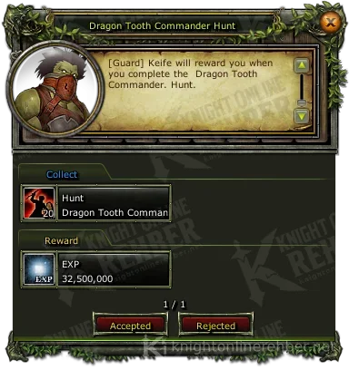 Dragon Tooth Commander Hunt görev penceresi: istenenler ve ödüller