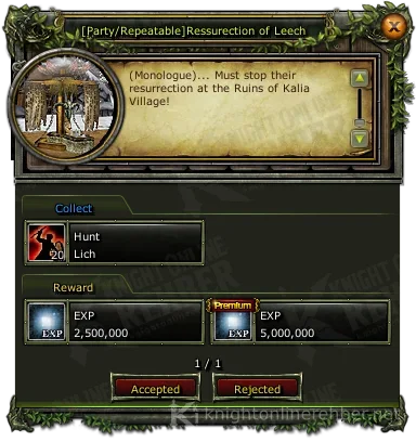 [Party/Repeatable]Ressurection of Leech görev penceresi: istenenler ve ödüller