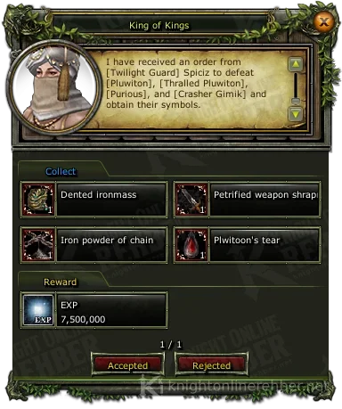 King of Kings görev penceresi: istenenler ve ödüller