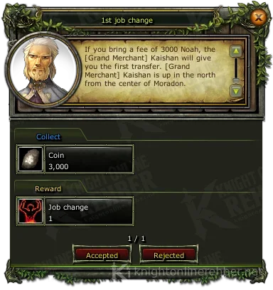 1st job change (level 10 skill) görev penceresi: istenenler ve ödüller