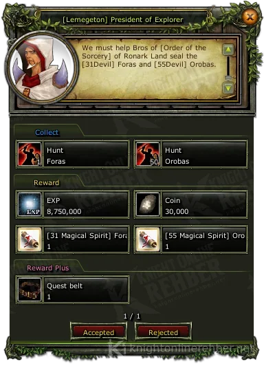 [Lemegeton] President of Explorer quest window: needs and rewards