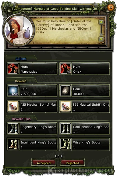 [Lemegeton] Marquis of Good Talking Skill without Lie quest window: needs and rewards
