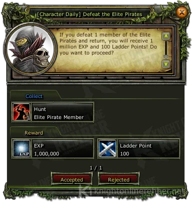 [Character Daily] Defeat the Elite Pirates görev penceresi: istenenler ve ödüller