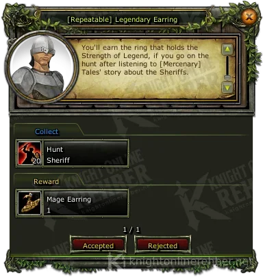 [Repeatable] Legendary Earring görev penceresi: istenenler ve ödüller