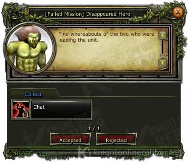 [Failed Mission] Disappeared Hero görev penceresi: istenenler ve ödüller