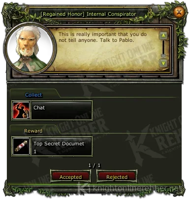 [Regained Honor] Internal Conspirator görev penceresi: istenenler ve ödüller