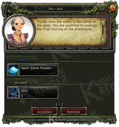 76 skill (76Lv skill) görev penceresi: istenenler ve ödüller