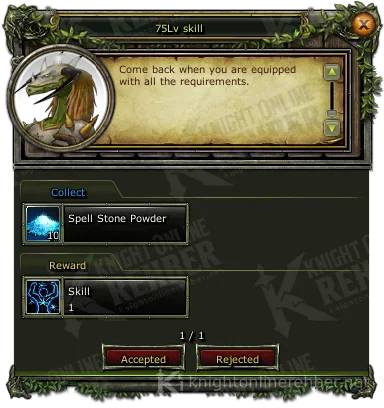 75 skill (75Lv skill) görev penceresi: istenenler ve ödüller