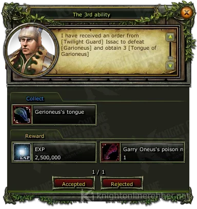 The 3rd ability görev penceresi: istenenler ve ödüller