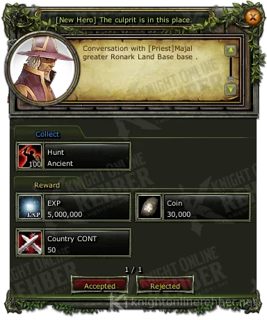 [New Hero] The culprit is in this place. görev penceresi: istenenler ve ödüller