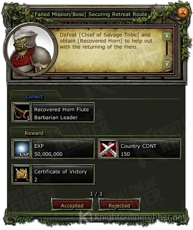 [Failed Mission/Boss] Securing Retreat Route quest window: needs and rewards