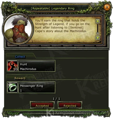 [Repeatable] Legendary Ring görev penceresi: istenenler ve ödüller