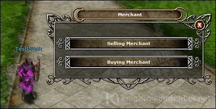 Merchant penceresinde Selling Merchant ve Buying Merchant seçenekleri