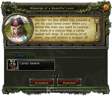 Blessings of a Beautiful Lover görev penceresi: istenenler ve ödüller