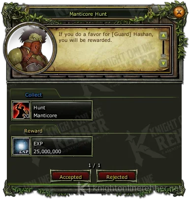 Manticore Hunt görev penceresi: istenenler ve ödüller