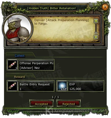 [Hidden Truth] Bitter Retaliation! quest window: needs and rewards