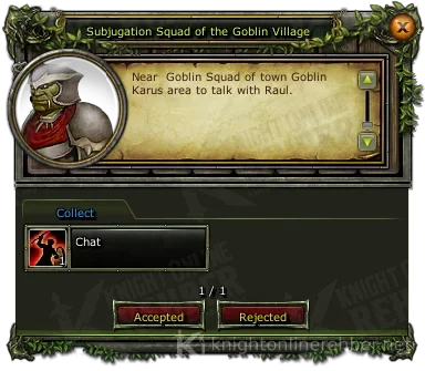 Subjugation Squad of the Goblin Village görev penceresi: istenenler ve ödüller