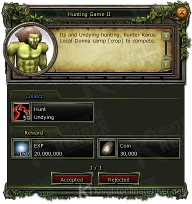 Hunting Game II görev penceresi: istenenler ve ödüller
