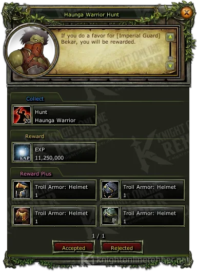 Haunga Warrior Hunt görev penceresi: istenenler ve ödüller