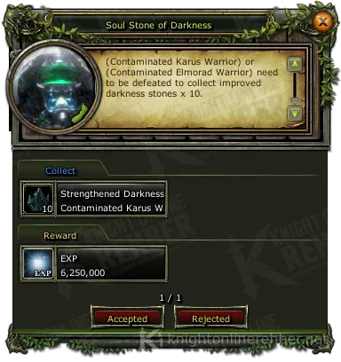 Soul Stone of Darkness görev penceresi: istenenler ve ödüller
