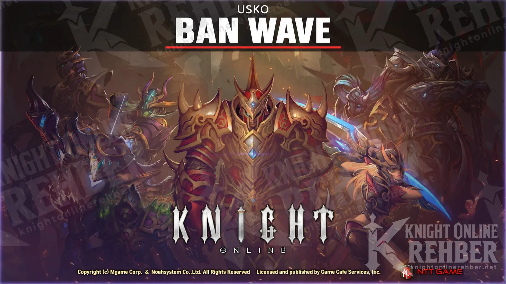 USKO Ban Wave: guide cover featuring Knight Online characters
