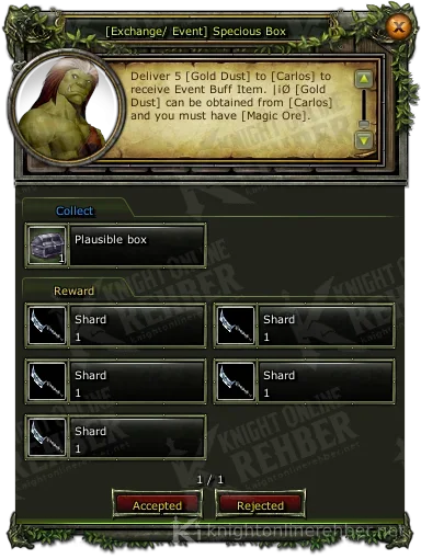 [Exchange/ Event] Specious Box görev penceresi: istenenler ve ödüller