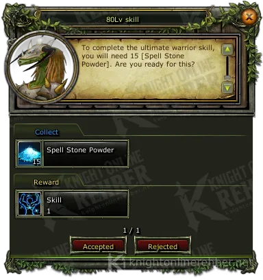80 skill (80Lv skill) görev penceresi: istenenler ve ödüller