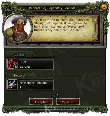 [Repeatable] Legendary Pendant görev penceresi: istenenler ve ödüller