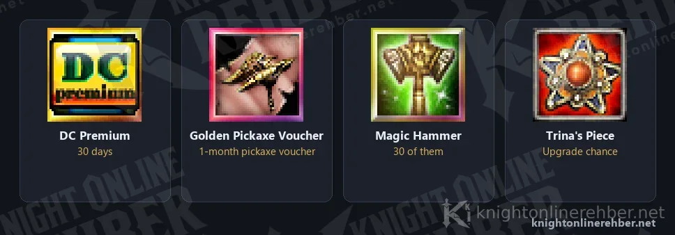 DC Premium and its gifts: Golden Pickaxe voucher, Magic Hammers and a Trina's Piece