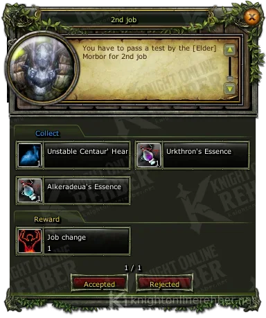 Kurian master (2nd job) görev penceresi: istenenler ve ödüller