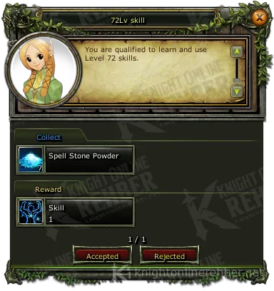 72 skill (72Lv skill) görev penceresi: istenenler ve ödüller
