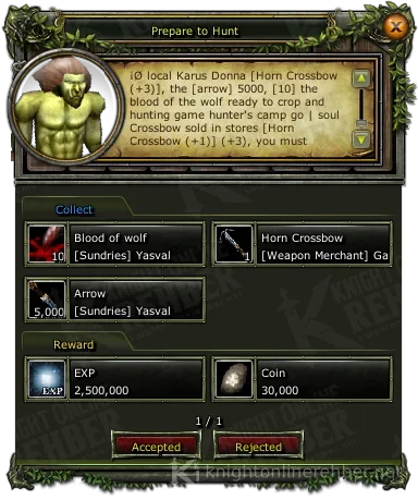 Prepare to Hunt görev penceresi: istenenler ve ödüller