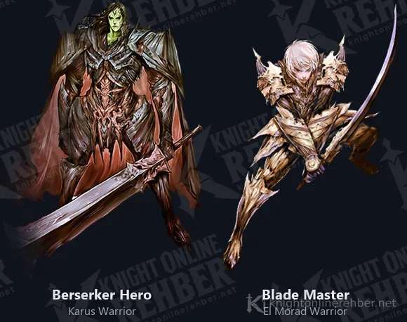 Karus Warrior (Berserker Hero) and El Morad Warrior (Blade Master) artwork