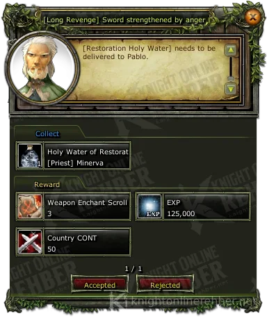 [Long Revenge] Sword strengthened by anger görev penceresi: istenenler ve ödüller