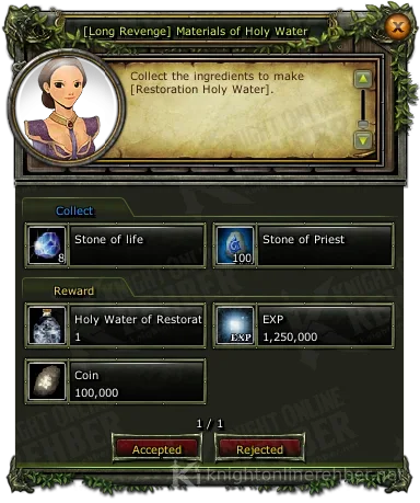 [Long Revenge] Materials of Holy Water görev penceresi: istenenler ve ödüller