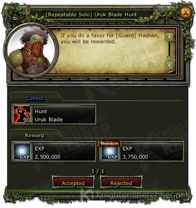 [Repeatable Solo] Uruk Blade Hunt görev penceresi: istenenler ve ödüller