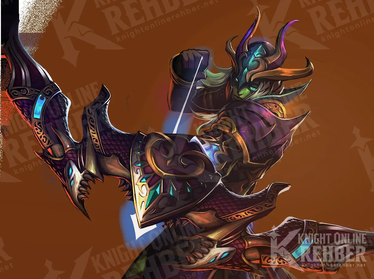 Knight Online yeni sunucu tanıtım sayfasındaki zırhlı şövalye çizimi