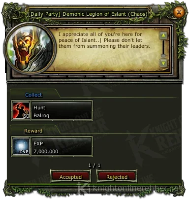 [Daily Party] Demonic Legion of Eslant (Chaos) görev penceresi: istenenler ve ödüller