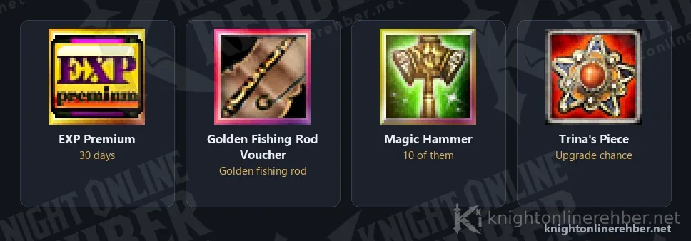 EXP Premium and its gifts: Golden Fishing Rod, Magic Hammers and a Trina's Piece