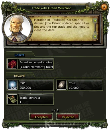 Trade with Grand Merchant görev penceresi: istenenler ve ödüller