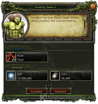 Hunting Game I görev penceresi: istenenler ve ödüller
